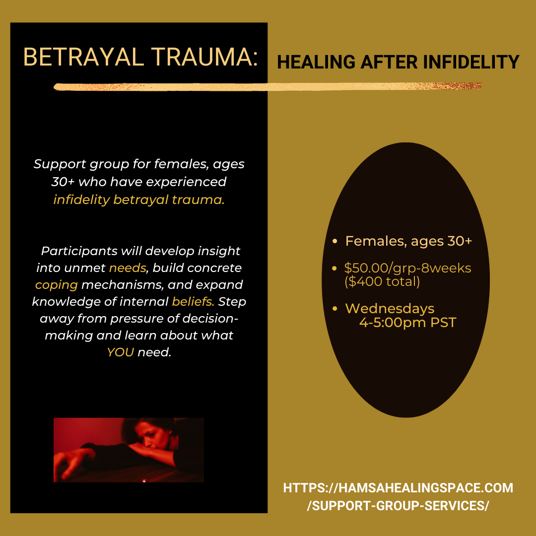 Womens online support group for Betrayal Trauma Healing after Infidelity by Hamsa Healing Space