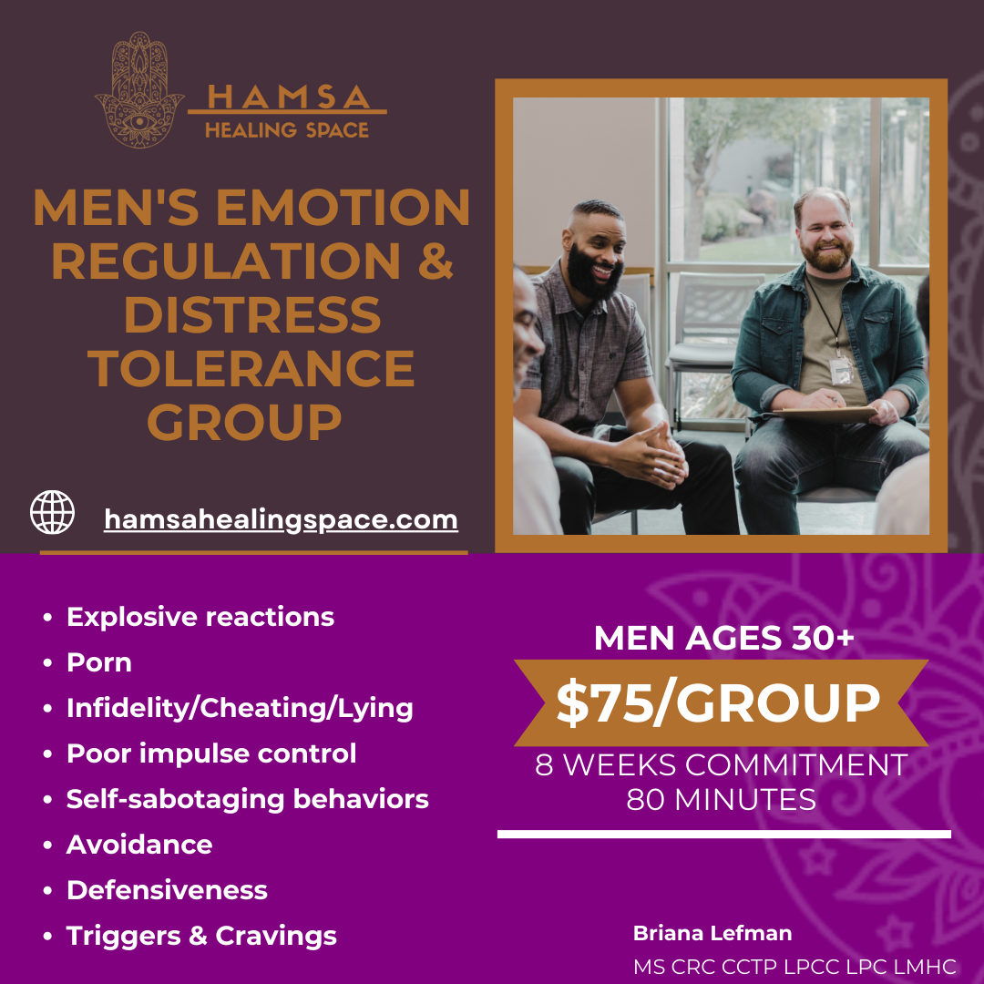 A Graphic for a MEN'S SUPPORT GROUP by Briana Lefman at Hamsa Healing Space