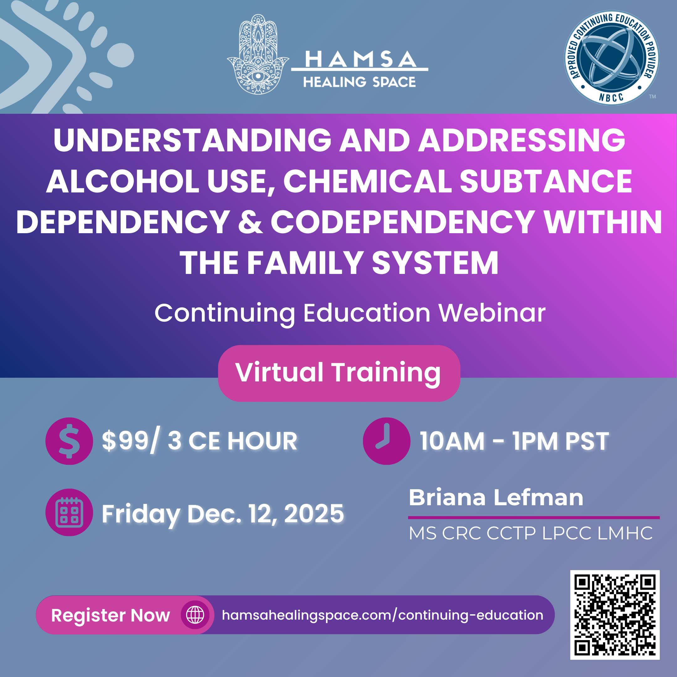 A Graphic for a ADDICTION AND CODEPENDENCY SUPPORT GROUP by Briana Lefman at Hamsa Healing Space